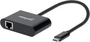 Manhattan USB-C to RJ45 Gigabit Network Adapter with Power Delivery (PD) Port