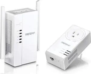 TRENDnet Wi-Fi Everywhere Powerline 1200 AV2 Dual-Band AC1200 Wireless Access Point Kit, Includes 1 x TPL-430AP and 1 x TPL-423E, 3 x Gigabit Ports, Easy Installation, White, TPL-430APK