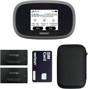 Verizon Wireless Jetpack Inseego MiFi 8800L | Free VPN Mobile Hotspot for Travel | 4G Mobile Portable WiFi | Unlocked Globally | Near 5G Speed up to 1200 Mbps | EVDO-LINK Bundle - Verizon Sim Card