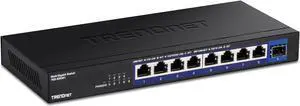 TRENDnet 9-Port Unmanaged 2.5G Switch with 10G SFP+ Port, TEG-S5091, 8 x 2.5GBASE-T Ports, 60Gbps, Wall Mountable, Ethernet Splitter, NDAA & TAA Compliant, Lifetime Protection, Black