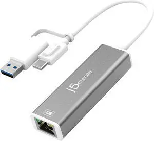 j5create USB-C to 2.5 Gigabit Ethernet Adapter, 3-15/16", Space Gray, JCE145C