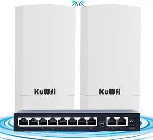 KuWFi Bundle of Goods 2.4G Wireless WiFi Bridge and 10 Ports Gigabit Ethernet Network Switch