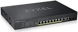 ZYXEL 12-Port PoE Switch Multi-Gigabit Ethernet Smart (XS1930-12HP) - Managed, with 8X 10G PoE++ @ 375W, 2X 10G Ethernet, 2X 10G SFP+, Optional Nebula Cloud, Rackmount, Limited Lifetime Protection