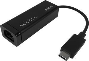 Accell USB-C to 2.5G Ethernet Adapter - USB Type C to RJ45 2.5Gbps high Speed LAN Converter, Compatible with Microsoft Office, MacBook, Thunderbolt 3, USB 3. 0 (U187B-007B-2)