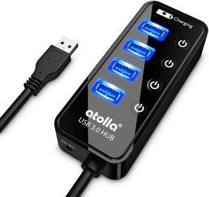 atolla 4-Port USB 3.0 Hub, USB Splitter with Individual On/Off Switches & LED