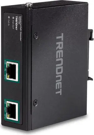 TRENDnet Industrial Gigabit PoE+ Extender, TI-E100, Single Port PoE, Power Over Ethernet, Supports PoE (15.4W) and PoE+ (30W), Extends 100m, Cascade 2 Units for Distance Up to 300m (984 ft.), IP30