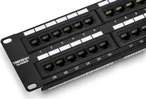 TRENDnet 48-Port Cat6 Unshielded Patch Panel, Wallmount or Rackmount, Compatible with Cat3,4,5,5e,6 Cabling, for Ethernet, Fast Ethernet, Gigabit Applications, Black, TC-P48C6