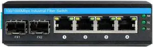 OLYCOM 6-Port Hardened Industrial Gigabit PoE+ DIN-Rail Fiber Network Switch 4 x Gigabit PoE+ Ports 2 x 1.25G SFP Fiber Ports 120W for Outdoor Use