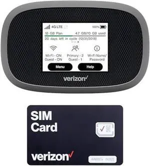 Verizon Wireless Jetpack Inseego MiFi 8800L | Free VPN Mobile Hotspot for Travel | 4G Mobile Portable WiFi | Unlocked Globally | Near 5G Speed up to 1200 Mbps | EVDO-LINK Bundle - Verizon Sim Card