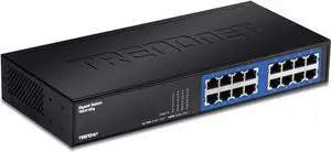 TRENDnet 16-Port Unmanaged Gigabit GREENnet Desktop Metal Switch, Ethernet Splitter, Fanless,16 x RJ-45 Ports, 32 Gbps Forwarding Capacity, TEG-S16DG
