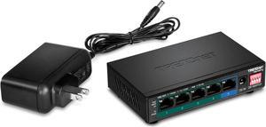 TRENDnet 5-Port Gigabit PoE+ Switch, Camera DIP Switch extends PoE+ 200m (656 ft.), 60W PoE Budget,Lifetime Protection, Black, TPE-TG51g