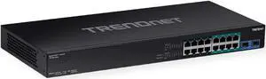 TRENDnet TPE-BG182g, 18-Port Gigabit 470W PoE++ Switch with 8 x 95W PoE++ Ports, 8 x 30W PoE+ Ports, 2 Gigabit SFP Slots,470W PoE Budget, 1U 19" Rack Mountable,Lifetime Protection