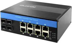 OLYCOM Network Switch 12Port Industrial Gigabit Ethernet with 8 Port POE 4 Port SFP 240W Din Rail Mounted IP40 for Outdoor Use