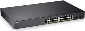 ZYXEL 26-Port PoE Switch Gigabit Ethernet Smart (GS1900-24HPV2) - Managed, with 24x PoE+ @ 170W, 2X SFP, Rackmount, Limited Lifetime Protection