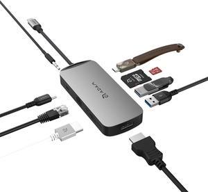 ADAM elements USB-C 8K Adapter/Laptop Docking Station - CASA Hub X DP USB-C 8K 10in1 Multiport Hub for Mac & PC - USB-C PD, USB-C, USB-A 3.1 x2, HDMI, DP, RJ45, SD & microSD Card Reader, Audio