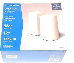 Linksys Velop Mesh Home WiFi System, 3,000 Sq. ft, 20+ Devices, 1.3Gbps - VLP0102-NP