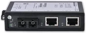 InHand Networks 3-Port Unmanaged Industrial Ethernet Switch, media converter,2*10/100 Base-T(X), 1*100Base-FX, Single Mode Dual SC Fiber, Working Temperature -40deg - 75degC, IP30, 20KM, UL Certificat
