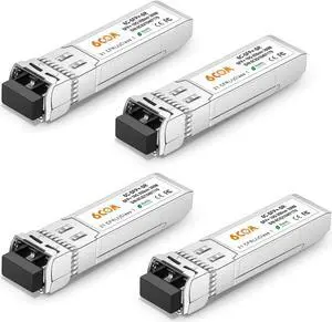 4Pack 10GBase-SR SFP+ Transceiver, 10G 850nm LC MMF Module, Multimode Transceiver up to 300M, Compatible for Cisco SFP-10G-SR, Ubiquiti, D-Link, Supermicro, Netgear, Mikrotik, ZTE
