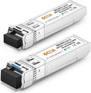 6COMGIGA a Pair of 10G SFP+ Bidi Transceiver, 10GBase-BIDI 1270nm/1330nm SMF, up to 20km, Compatible with Cisco, Ubiquiti, D-Link, Supermicro, Netgear and Other Open Switches