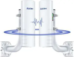 5KM Wireless Bridge with 2 x 1Gbs Ports and Bracket Mounts for Network Extend, AdaLov CPE361 Point to Point Wireless Bridges Outdoor with 14DBi high gain Antenna,5.8G WiFi Bridge CPE (2 Pack)