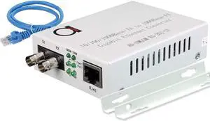 Single Mode ST Gigabit Fiber Media Converter - Built-in Fiber Module 20 km (12.42 Miles) ST  to UTP Cat5e Cat6 10/100/1000 RJ-45  Auto Sensing Gigabit or Fast Ethernet - Jumbo Frame - LLF Support