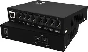 2 x POTS RJ11 Telephone and Gigabit Ethernet Over Fiber Converter - Multiplexer - Extender Set of FXS FXO Units - Universal Single and Multimode - 1 km MM (0.6 mi) 20km SM (11.4 mi) - Voice Over Fiber