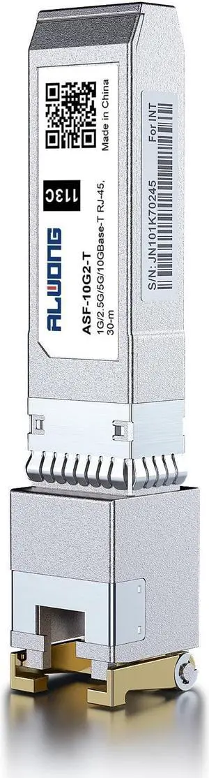 1Pack 1.25/2.5/5/10G-T Transceiver, 10GBase-T Copper SFP+ Module, RJ-45 CAT.6a/CAT.7 30m, Compatible with Ubiquiti UniFi UF-RJ45-10G, UniFi, TP-Link TL-SM5310-T, MikroTik, Fortinet, D-Link.