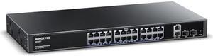 24 Port Gigabit PoE Switch,AUMOX PRO 28 Port PoE with 2 x Uplink Gigabit Ports, 2 x 1G SFP Slots 400W SG528P ,Plug and Play,Metal Case Desktop, Wall Mount or Rackmount Network Switch,802.3af/at