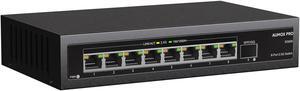 9 Port 2.5Gb Unmanaged Ethernet Switch with 8* 2.5G Base-T Ports, 1*10G SFP Ports, AUMOX PRO 60Gbps Switching Capacity Compatible with 100/1000/2500Mbps for Wireless AP, NAS, PC Plug and Play
