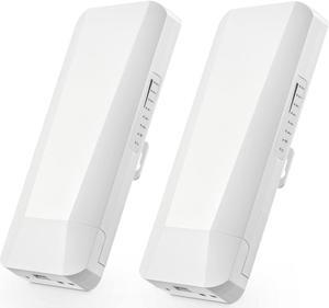 Outdoor Wireless Bridge, Point to Point WiFi Bridge, 5.8GHz 1-3KM Distance, 2X 100Mbps Ethernet Port, 24V PoE Adapter, 2 Pack