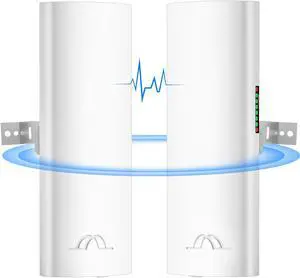 5.8G Wireless Bridge with Pole/Wall Mount Bracket - Extend Starlink Internet Access Outdoor, 2 Miles Point to Point WiFi Bridges with PoE Adapter, 2-Pack
