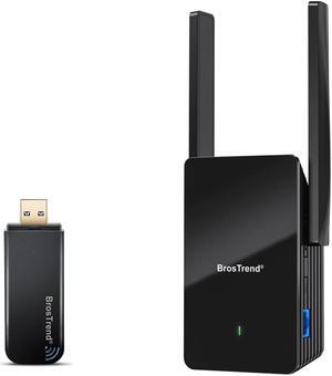 BrosTrend AX1500 WiFi Extender Signal Booster for Home Gigabit Ethernet Port WiFi 6 Extender + 1200Mbps USB WiFi Network Adapter for Laptop, Desktop PC of Windows 11/10/8/7, USB 3.0 Dual Band
