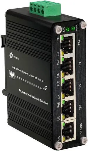 Centopto Mini Industrial 5 Ports Gigabit PoE Switch - Hardened RJ45 10/100/1000Mbps 802.3at 30W/Port Ethernet Din Rail Mount PoE+ Unmanaged 10Gbps Switching Capacity