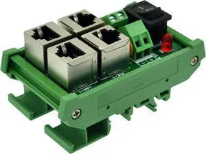 CZH-LABS DIN Rail Mount 2 Ports Passive RJ45 PoE Power Injection Board, Power Over Ethernet Injector Module.