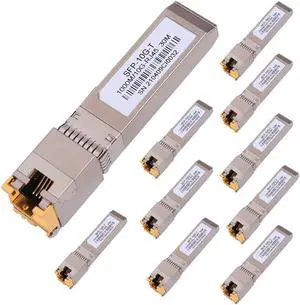 10PACK 10G SFP RJ45 Copper Transceiver, 10G T Copper Module 10GBase-T SFP CAT.6a/7 up to 30 Meters Compatible with Cisco,Ubiquiti,Netgear,D-Link,Supermicro,TP-Link,Broadcom Mikrotik,Unifi