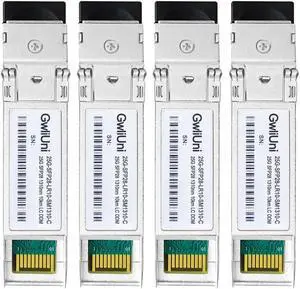 4Pcs 25G SFP28 Single Mode Fiber Module Network Transceiver, LR SM1310nm 10km, Duplex LC for Data Center Switch, Router, Firewall, Server etc.,