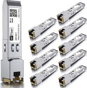 H!Fiber.com SFP Copper RJ45 Transceiver Gigabit Module 1000Base-T Compatible for Ubiquiti UF-RJ45-1G, 100m Reach, 10 Pack