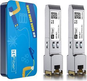 1.25G SFP to RJ45 Module, 1000Base-T Copper SFP Ethernet Transceiver for Cisco GLC-T/SFP-GE-T, Meraki MA-SFP-1GB-TX, Mikrotik, Ubiquiti UniFi UF-RJ45-1G, Intel, TP-Link and More, 100m, 2 Pack