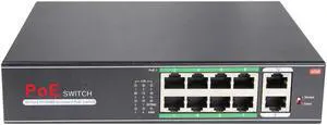 IPCC-1108PL 10-Port 10/100Mbps Desktop Switch with 8 PoE Port Isolated 820 ft Extened Distance