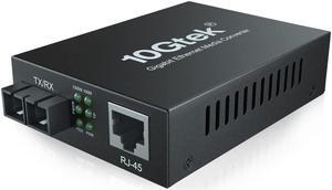 Gigabit Ethernet Media Converter, Built-in Multi-Mode SC SFP Fiber Module, 1310nm, MMF, Duplex, up to 2-KM, Dual SC Fiber to 10/100/1000Base-TX (UTP/STP/Cat5e/Cat6 RJ45)