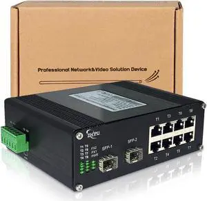 Industrial 8-Port 10/100/1000Mbps Ethernet Optical Fiber Switch with 2 Gigabit SFP Slot, 10-Port Network Switch Associated with 20Gbps Bandwidth, Din Rail or Desktop