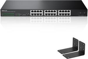 24 Port 2.5G Ethernet Network Switch Unmanaged 24 x 2.5 Gigabit | 2 x 10G SFP+ | Work with 10-100-1000Mbps Devices | 160G Bandwidth | Plug & Play | Fanless Quiet Metal Internet Switch | Rack Mount