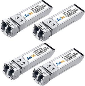 10GBase-SR SFP+ Transceiver, Gigabit Multimode SFP LC Duplex Transceiver,10G 850nm MMF, up to 300 Meters,Compatible with Cisco, Ubiquiti , Mikrotik,Netgear, Fortinet,D-Link,Linksys and More (4 Pack)
