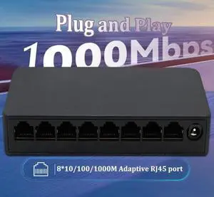VSVABEFV 8-Port Gigabit Ethernet Switch |Low-Power |Plug and Play |100/1000M| RJ45 LAN Hub Auto MDI/MDIX |Portable Design |Traffic Optimization