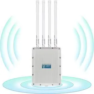 AX1200 Outdoor Access Point WiFi 6, Dual Band Outdoor Wireless Access Point Bridge with 4 High Gain Antennas, Gigabit Port, Supports Extender/AP/Repeater/MU-MIMO for Farm,Courtyard,RV,Campsite