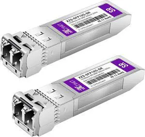 XZSNET 10GBASE-SR SFP+ Transceiver, 10G SFP+ to LC Multimode Fiber Module Compatible with Cisco SFP-10G-SR, Ubiquiti UniFi UF-MM-10G, Mikrotik S+85DLC03D, Meraki, Netgear, D-Link and More, 2 Pack