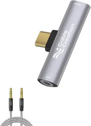 CableCreation Bundle-2 Items USB C to 3.5mm Headphone and Charger Adapter, Aux Cable (10 Ft/3M)