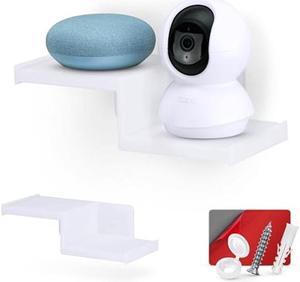 BRAINWAVZ Drill Free Small Wall Mount Shelf for Security Cameras, Baby Monitors, Speakers, Routers, Plants & More, Strong Adhesive, Easy to Install, No Mess