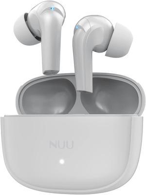 NUU Buds A | Active Noise Cancelling Earbuds | Wireless Earbuds | ENC Voice Call Noise Reduction | 30 Hours Playtime | Peral White, Compatible with Earbuds Wireless Bluetooth, Auriculares