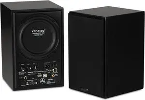Vanatoo Black Transparent One Encore Plus Near Field Studio Monitor Speakers Pair for TV, PC, Gaming. Powered Speakers for Desktop and Room. AUX, USB, Bluetooth, Toslink Optical, Coax, Remote.